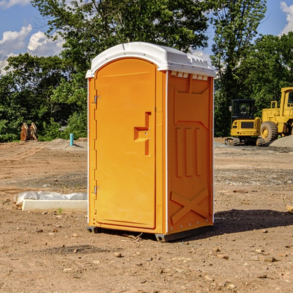 how often are the portable restrooms cleaned and serviced during a rental period in Longwood